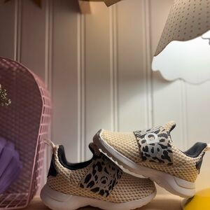 Toddler Size 5 Beige addidas Slip-On Sneakers with Leopard Accent